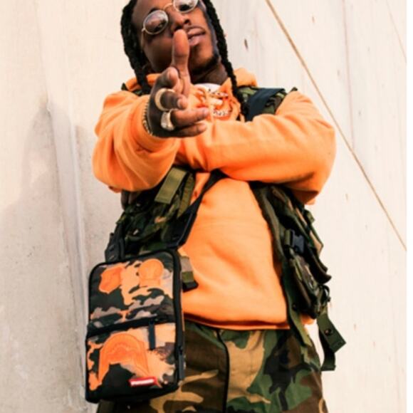 SPRAYGROUND JACQUEES Sling Bag Stash Pocket Camo Crossbody Orange Messenger - Picture 1 of 11